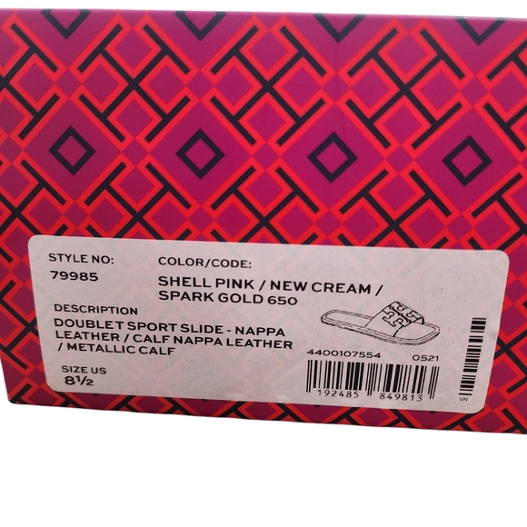 Tory Burch Double T Sport Slide New Cream / Spark Gold / Shell Pink Size 8.5 - Picture 5 of 16